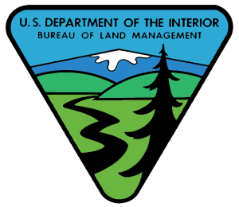 A mountain scene with the text U.S. Department of the Interior Bureau of Land Management