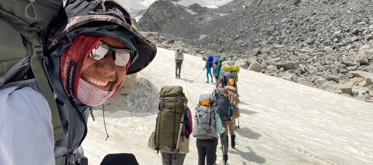 Students climb the Dinwood Glacier in the Wind River mountain range