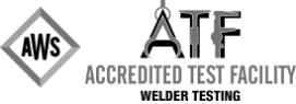 Accredited Test Facility Welder logo in black and gray