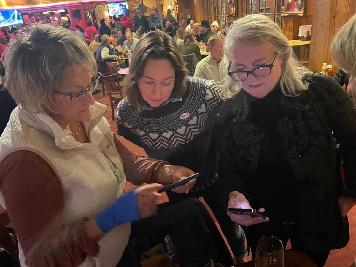 Kathy Wells, Amy Madera and Shan Kingston reviewing election results