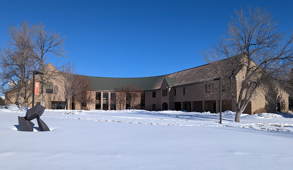 Wintertime shot of Central Wyoming College's Main Hall Building