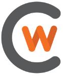 CW logo with gray C and orange W