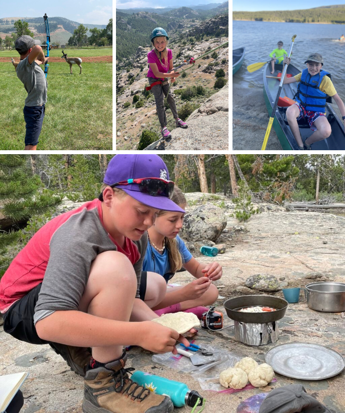 Kids enjoying camping activities in the Wind River mountains